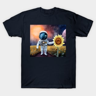 Astronaut sunflower planet T-Shirt